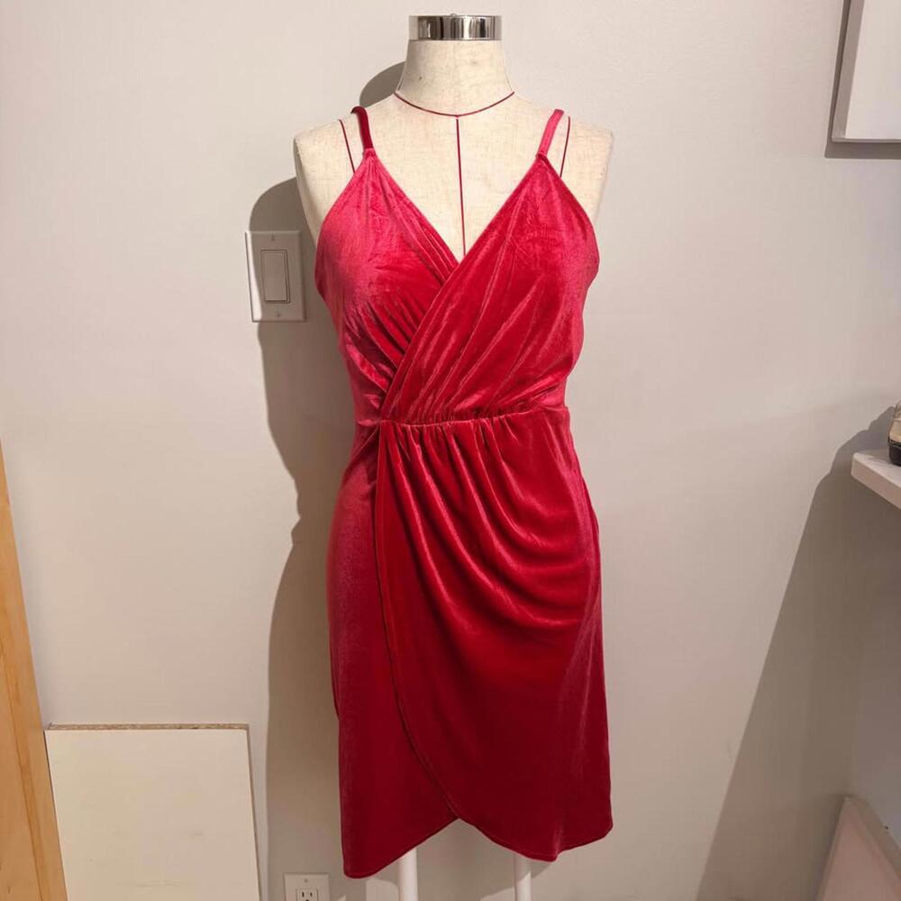 Wet Seal Velour Dress 90's Women's L Wrap Spaghetti Strap
